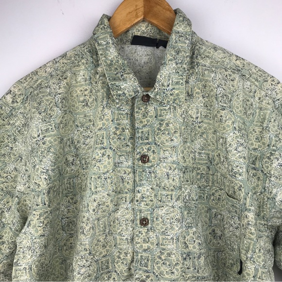 VTG 2000 Patagonia Floral Tribal Organic Cotton Hawaiian Button Shirt Medium EUC - Picture 2 of 15